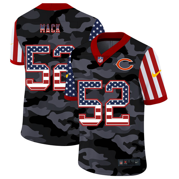 Men's Chicago Bears #52 Khalil Mack 2020 Camo USA Flag Limited Stitched NFL Jersey