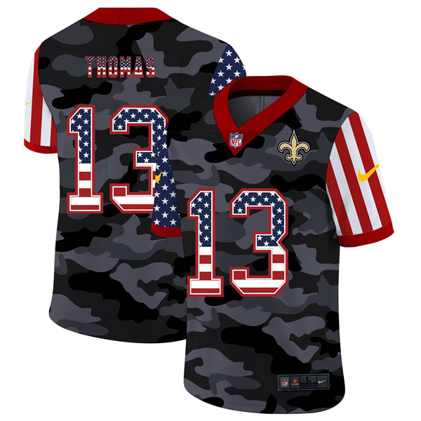 Men's New Orleans Saints #13 Michael Thomas 2020 Camo USA Flag Limited Stitched NFL Jersey