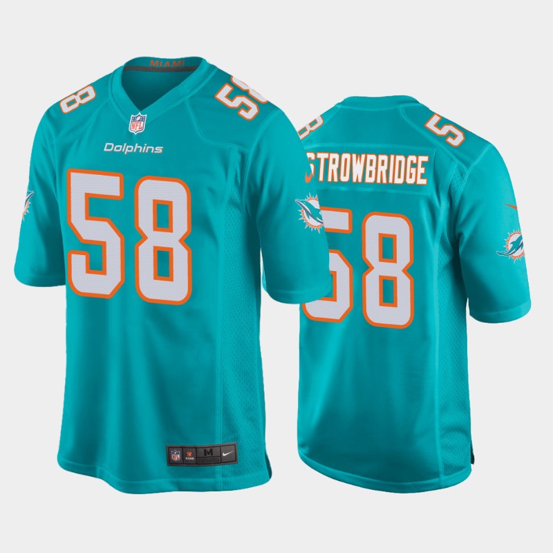 Men's Miami Dolphins #58 Jason Strowbridge 2020 Aqua Stitched NFL Jersey