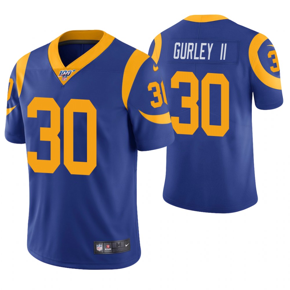 Men's Los Angeles Rams #30 Todd Gurley II Royal Blue 100th Season Vapor Untouchable Limited Stitched NFL Jersey