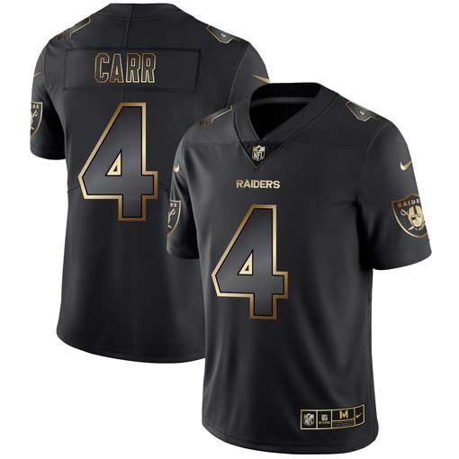 Men's Oakland Raiders #4 Derek Carr 2019 Black Gold Edition Stitched NFL Jersey
