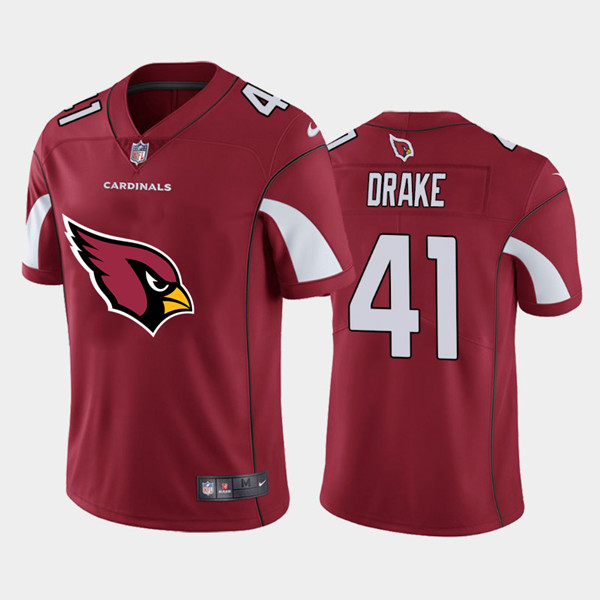 Men's Arizona Cardinals #41 Kenyan Drake Red 2020 Team Big Logo Limited Stitched NFL Jersey