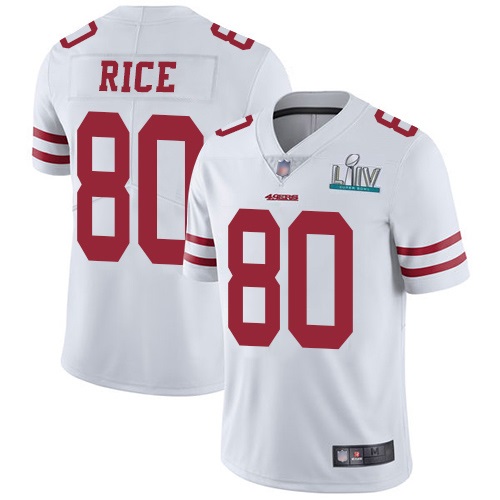 Men's San Francisco 49ers #80 Jerry Rice White Super Bowl LIV Vaper Untouchable Limited Stitched NFL Jersey