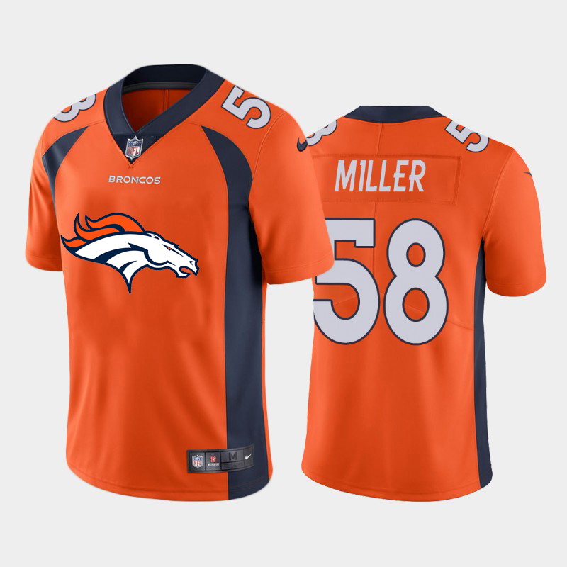 Men's Denver Broncos #58 Von Miller Orange 2020 Team Big Logo Limited Stitched NFL Jersey