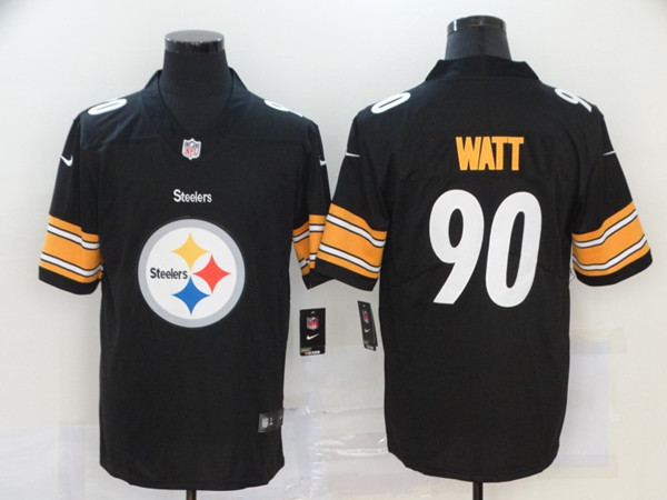 Men's Pittsburgh Steelers #90 T. J. Watt Black 2020 Team Big Logo Limited Stitched NFL Jersey