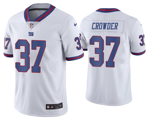 Men's New York Giants #37 Tae Crowder 2020 White Color Rush Stitched Jersey