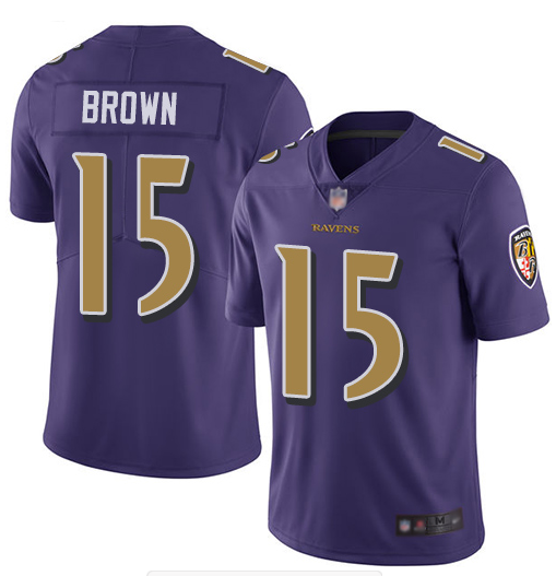 Men's Baltimore Ravens #15 Marquise Brown Purple Color Rush Limited NFL Jersey