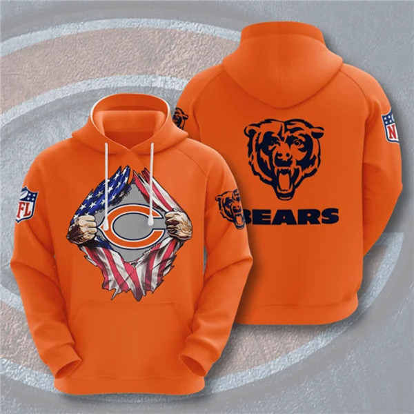 Men's Chicago Bears Orange 3D Trending T-Shirt NFL Hoodie