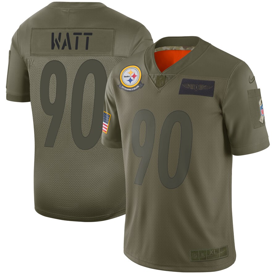 Men's Pittsburgh Steelers #90 T. J. Watt 2019 Camo Salute To Service Limited Stitched NFL Jersey