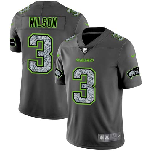 Men's Seattle Seahawks #3 Russell Wilson 2019 Gray Fashion Static Limited Stitched NFL Jersey.