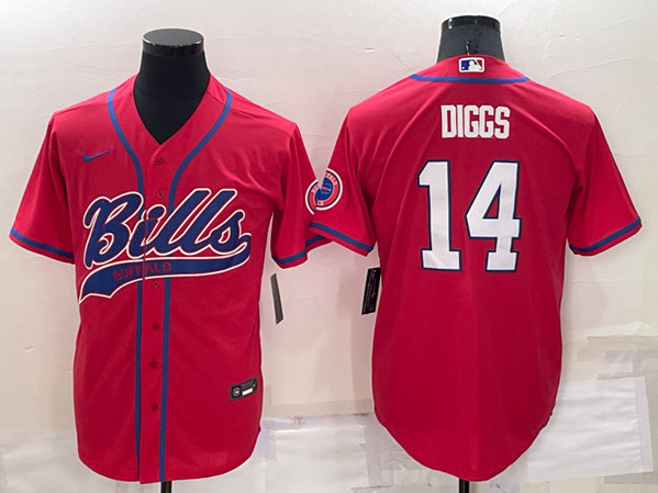 Men's Buffalo Bills #14 Stefon Diggs Red Cool Base Stitched Baseball Jersey
