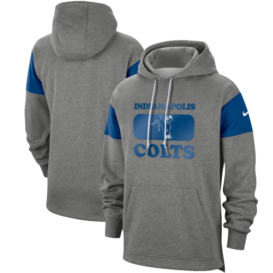 Men's Indianapolis Colts 2019 Grey Fan Gear Historic Pullover Hoodie