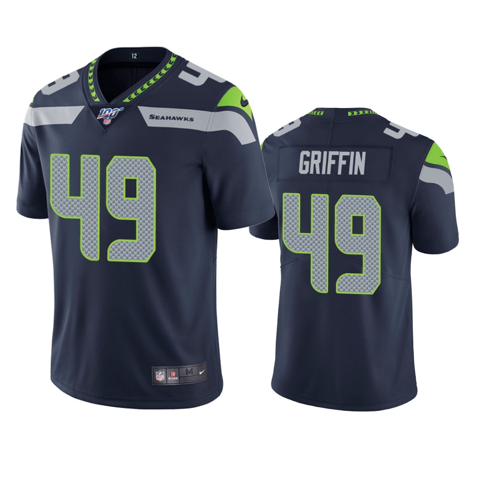 Men's Seattle Seahawks #49 Shaquem Griffin Navy 2019 100th Season Vapor Untouchable Limited Stitched NFL Jersey