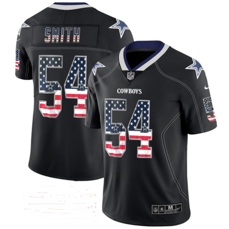 Men's Dallas Cowboys #54 Jaylon Smith Black USA Flag Color Rush Limited Fashion NFL Stitched Jersey