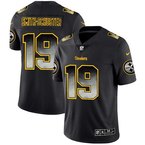 Men's Pittsburgh Steelers #19 JuJu Smith-Schuster 2019 Black Smoke Fashion Limited Stitched NFL Jersey