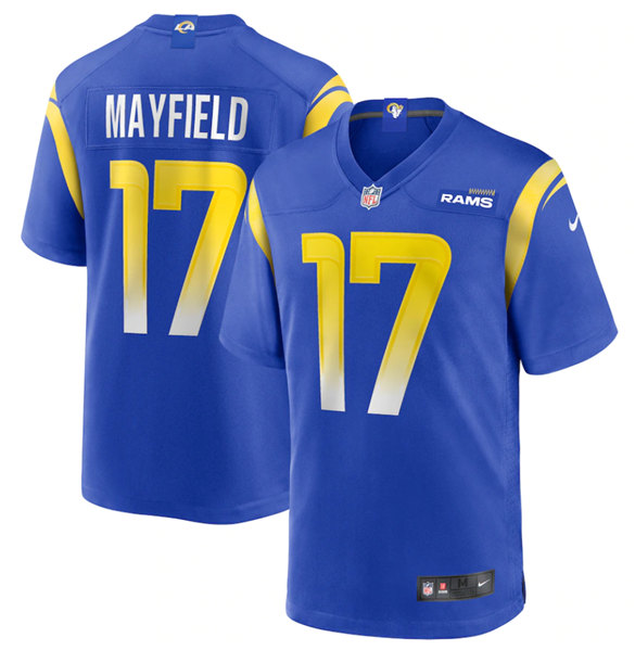 Men's Los Angeles Rams #17 Baker Mayfield Royal Stitched Game Jersey