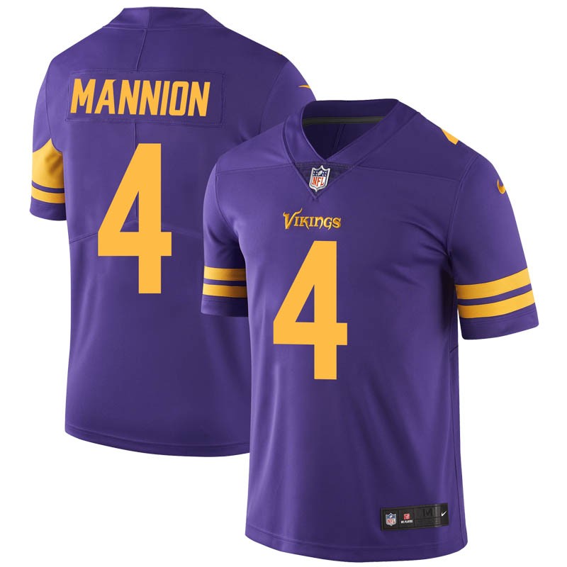 Men's Minnesota Vikings #4 Sean Mannion Purple Color Rush Limited Stitched NFL Jersey