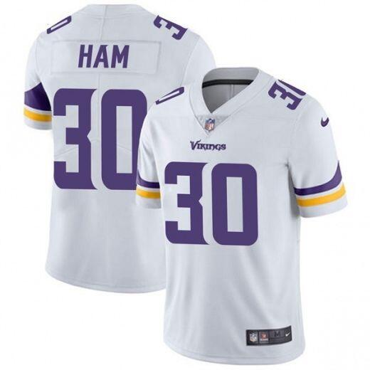 Men's Minnesota Vikings #30 C.J. Ham White Vapor Untouchable Limited Stitched NFL Jersey.