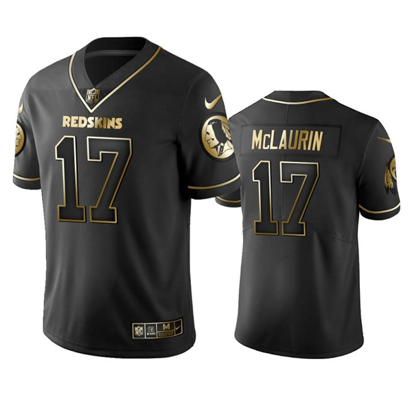 Men's Washington Redskins #17 Terry McLaurin Black Golden Stitched Jersey