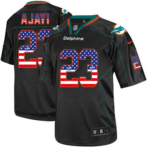 Men's Nike Dolphins #23 Jay Ajayi Black USA Flag Fashion Elite Stitched Jersey