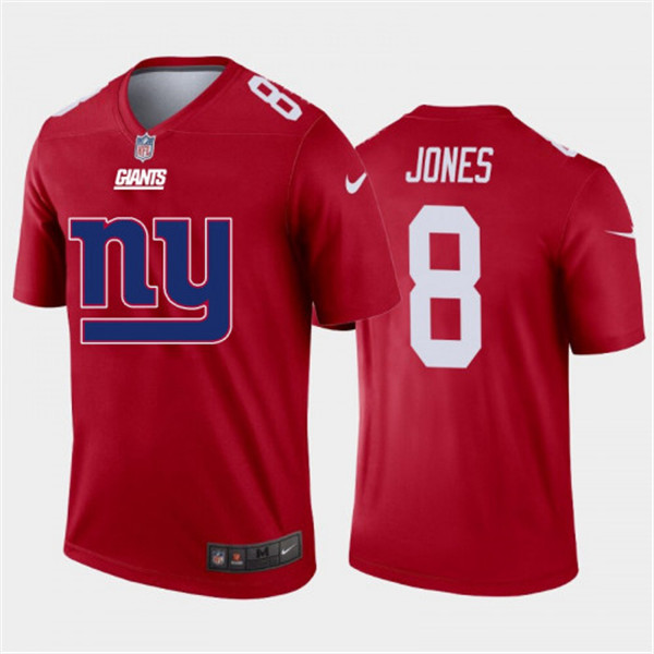 Men's New York Giants #8 Daniel Jones Red 2020 Team Big Logo Inverted Legend Stitched Jersey