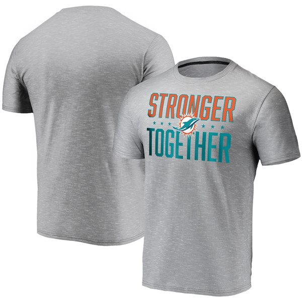 Men's Miami Dolphins Grey Charcoal Stronger Together T-Shirt