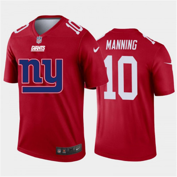 Men's New York Giants #10 Eli Manning Red 2020 Team Big Logo Inverted Legend Stitched Jersey