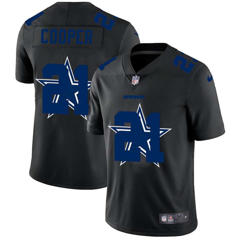 Men's Dallas Cowboys #21 Ezekiel Elliott Black Shadow Logo Limited Stitched NFL Jersey