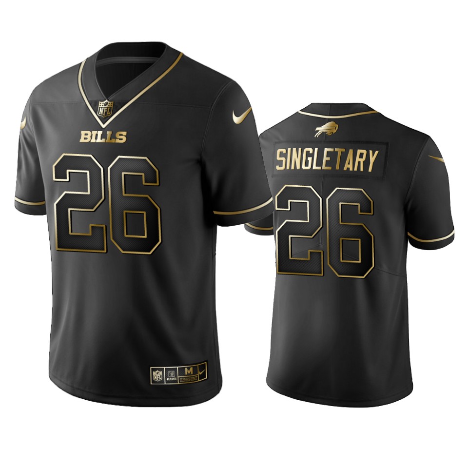 Men's Buffalo Bills #26 Devin Singletary Black 2019 Golden Edition Limited Stitched NFL Jersey