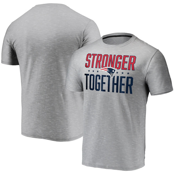 Men's New England Patriots Grey Charcoal Stronger Together T-Shirt