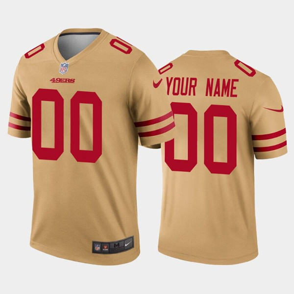 Men's 49ers Customized Gold Inverted Legend NFL Jersey (Check description if you want Women or Youth size)