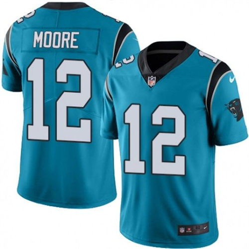 Men's Carolina Panthers #12 D.J Moore Blue Stitched Jersey