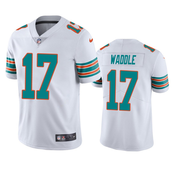 Men's Miami Dolphins #17 Jaylen Waddle White Stitched Jersey