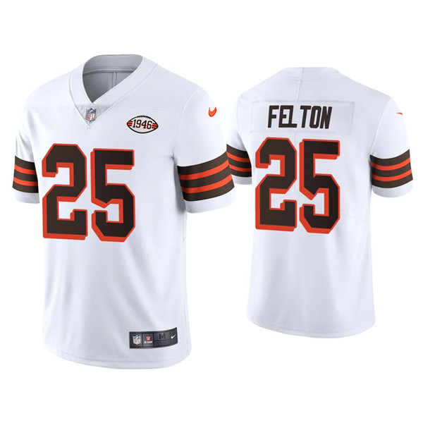 Men's Cleveland Browns #25 Demetric Felton White 1946 Collection Vapor Stitched Football Jersey