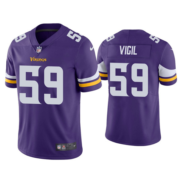 Men's Minnesota Vikings #59 Nick Vigil Purple Vapor Untouchable Limited Stitched Jersey