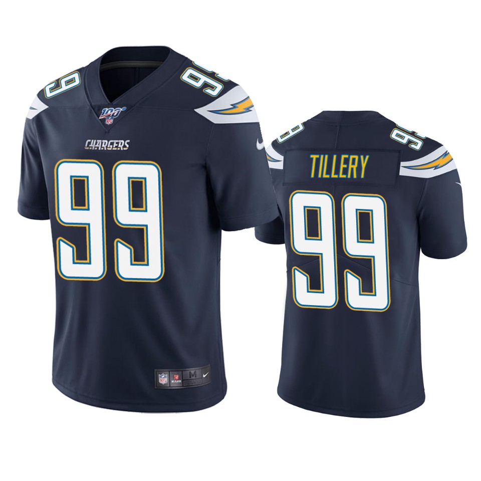 Men's Los Angeles Chargers #99 Jerry Tillery Navy 2019 100th Season Vapor Untouchable Limited Stitched NFL Jersey