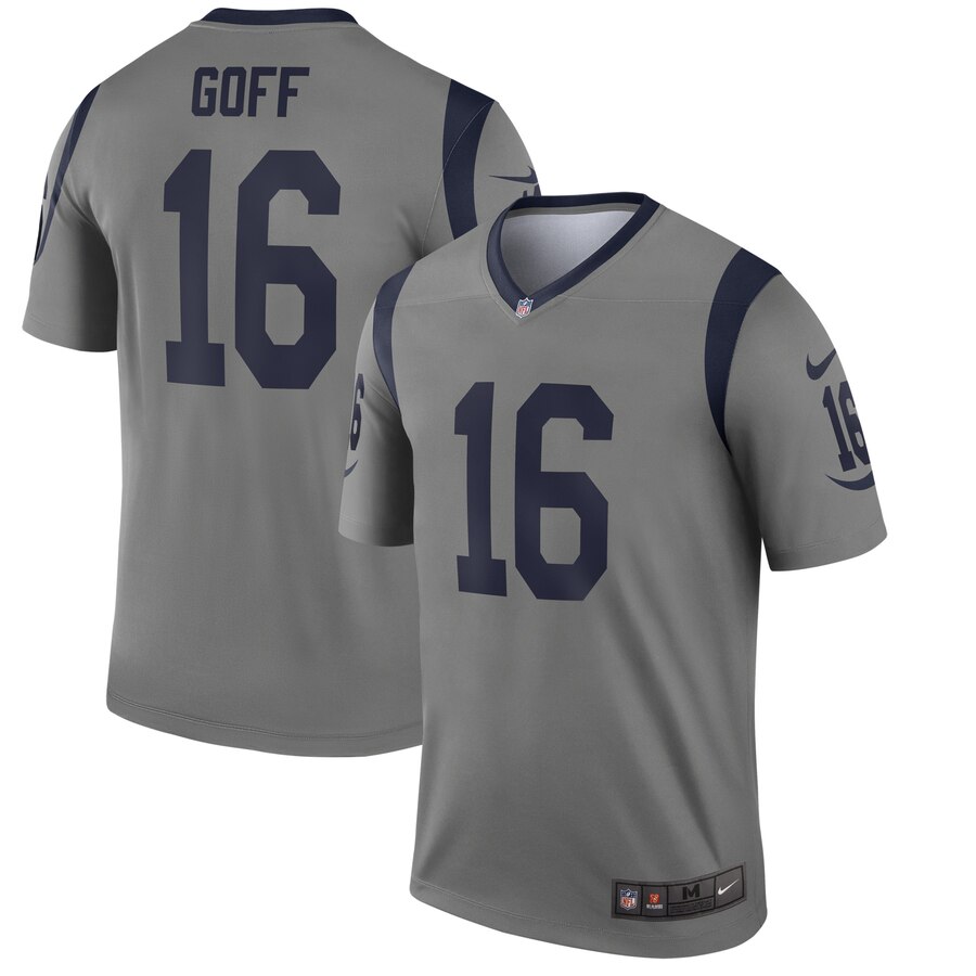 Men's Los Angeles Rams #16 Jared Goff Gray Inverted Legend Stitched NFL Jersey
