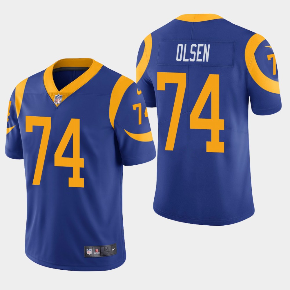 Men's Los Angeles Rams #74 Merlin Olsen Blue Vapor Untouchable Limited Stitched NFL Jersey