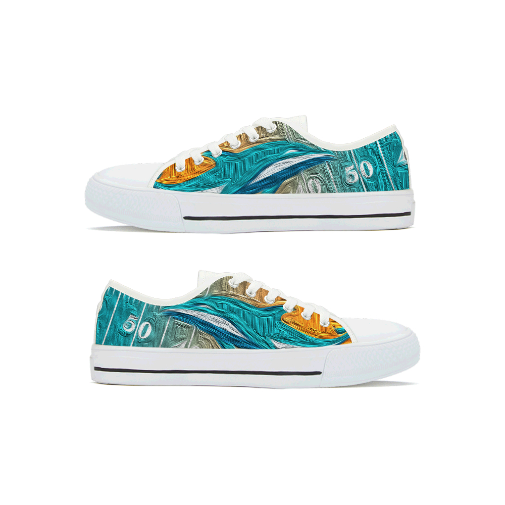Men's NFL Miami Dolphins Low Top Canvas Sneakers 004
