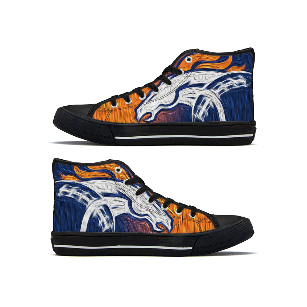 Men's Denver Broncos High Top Canvas Sneakers 002