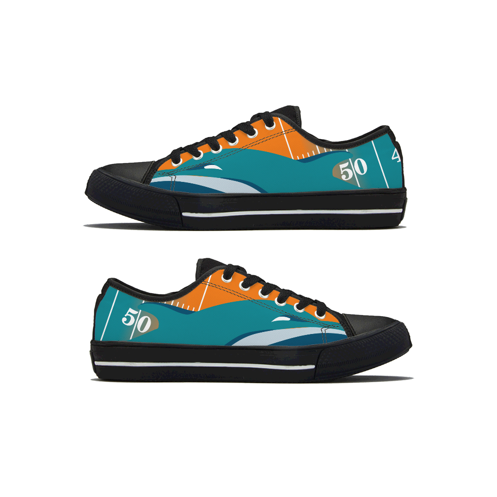 Women's NFL Miami Dolphins Low Top Canvas Sneakers 002