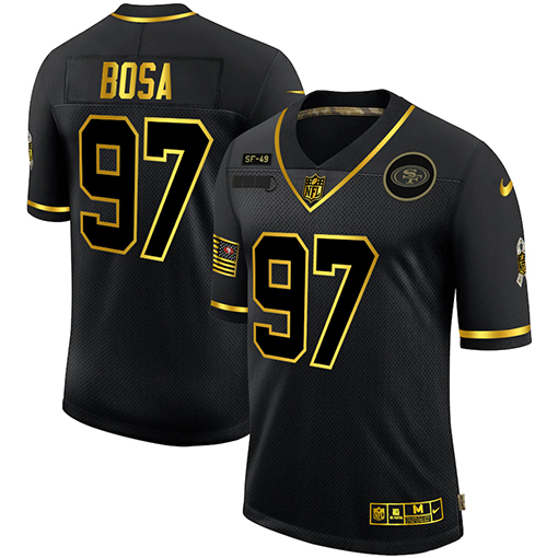 Men's San Francisco 49ers #97 Nick Bosa 2020 Black/Gold Salute To Service Limited Stitched NFL Jersey