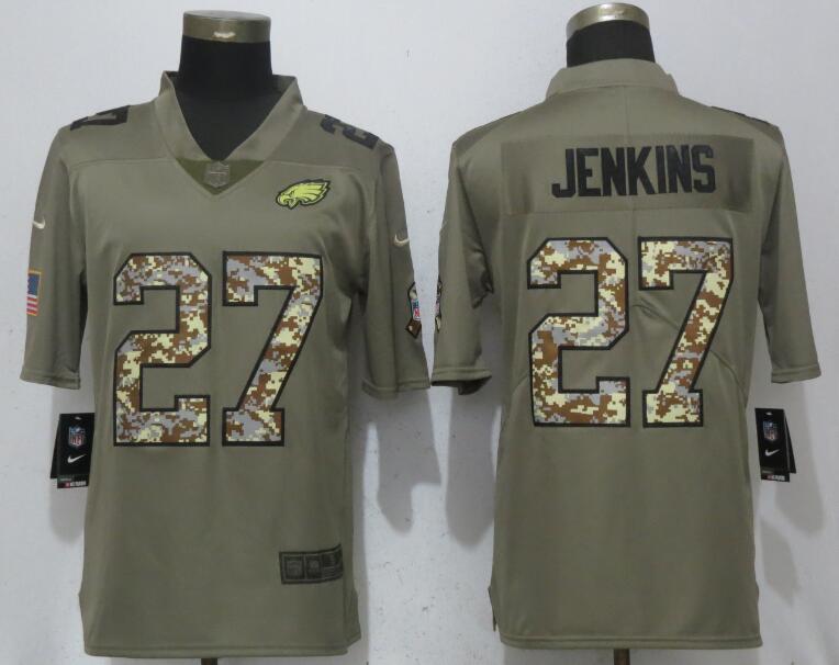 Men's Philadelphia Eagles #27 Malcolm Jenkins Olive Camo Salute To Service Limited Stitched NFL Jersey