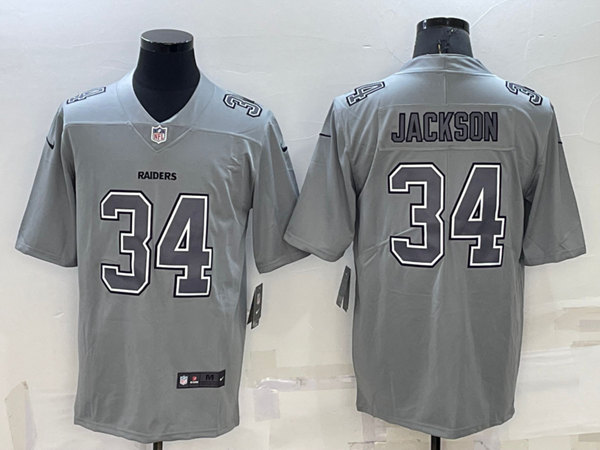 Men's Las Vegas Raiders #34 Bo Jackson Gray Atmosphere Fashion Stitched Jersey