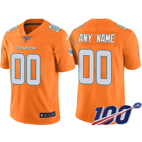 Men's Dolphins 100th Season Active Players Orange Limited Stitched NFL Jersey