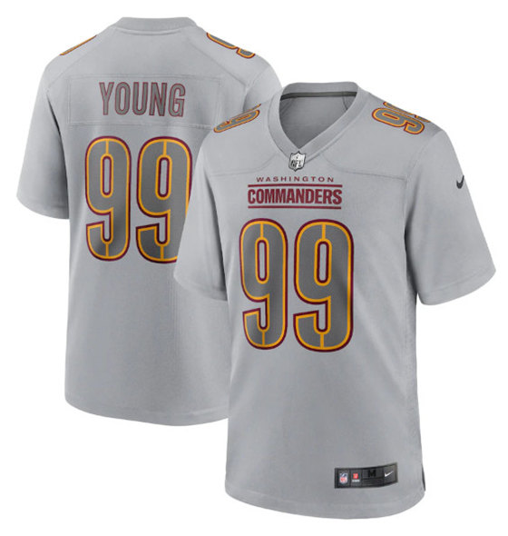 Men's Washington Commanders #99 Chase Young Gray Atmosphere Fashion Stitched Game Jersey