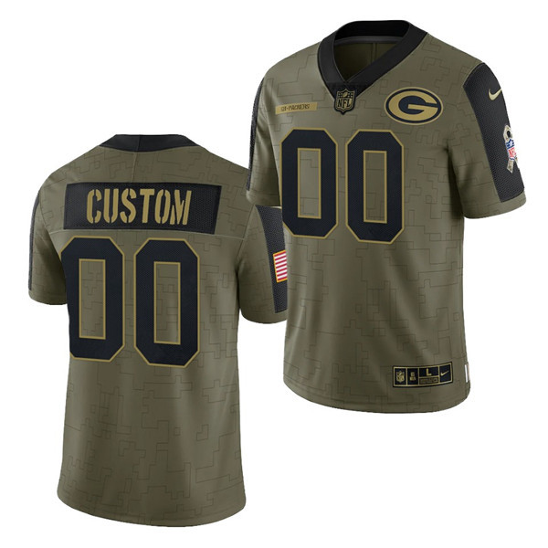 Men's Green Bay Packers ACTIVE PLAYER 2021 Olive Salute To Service Limited Stitched Jersey