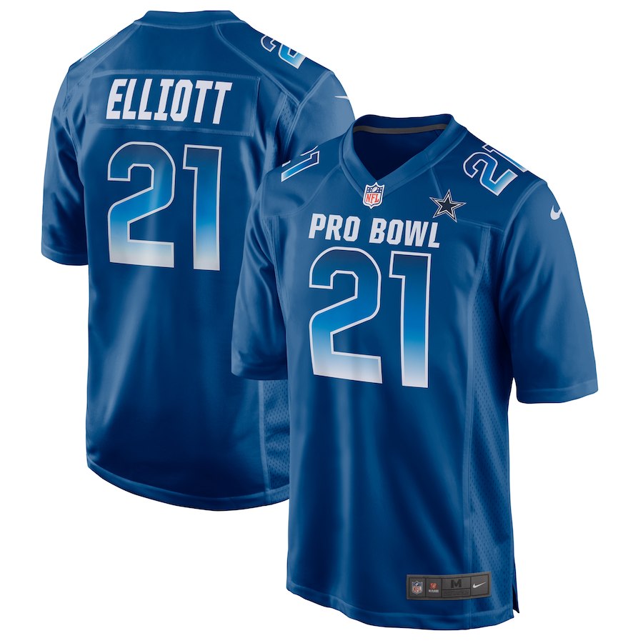 Men's NFC Dallas Cowboys #21 Ezekiel Elliott Royal 2019 Pro Bowl NFL Game Jersey