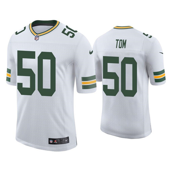 Men's Green Bay Packers #50 Zach Tom White Stitched Football Jersey