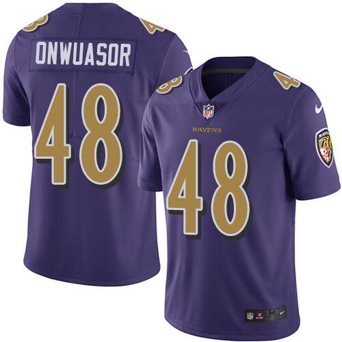 Men's Baltimore Ravens #48 Patrick Onwuasor Purple Color Rush NFL Jersey